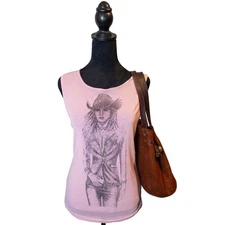 Vintage Y2K Foxfire Cowgirl Bling Pink Tank Top XL