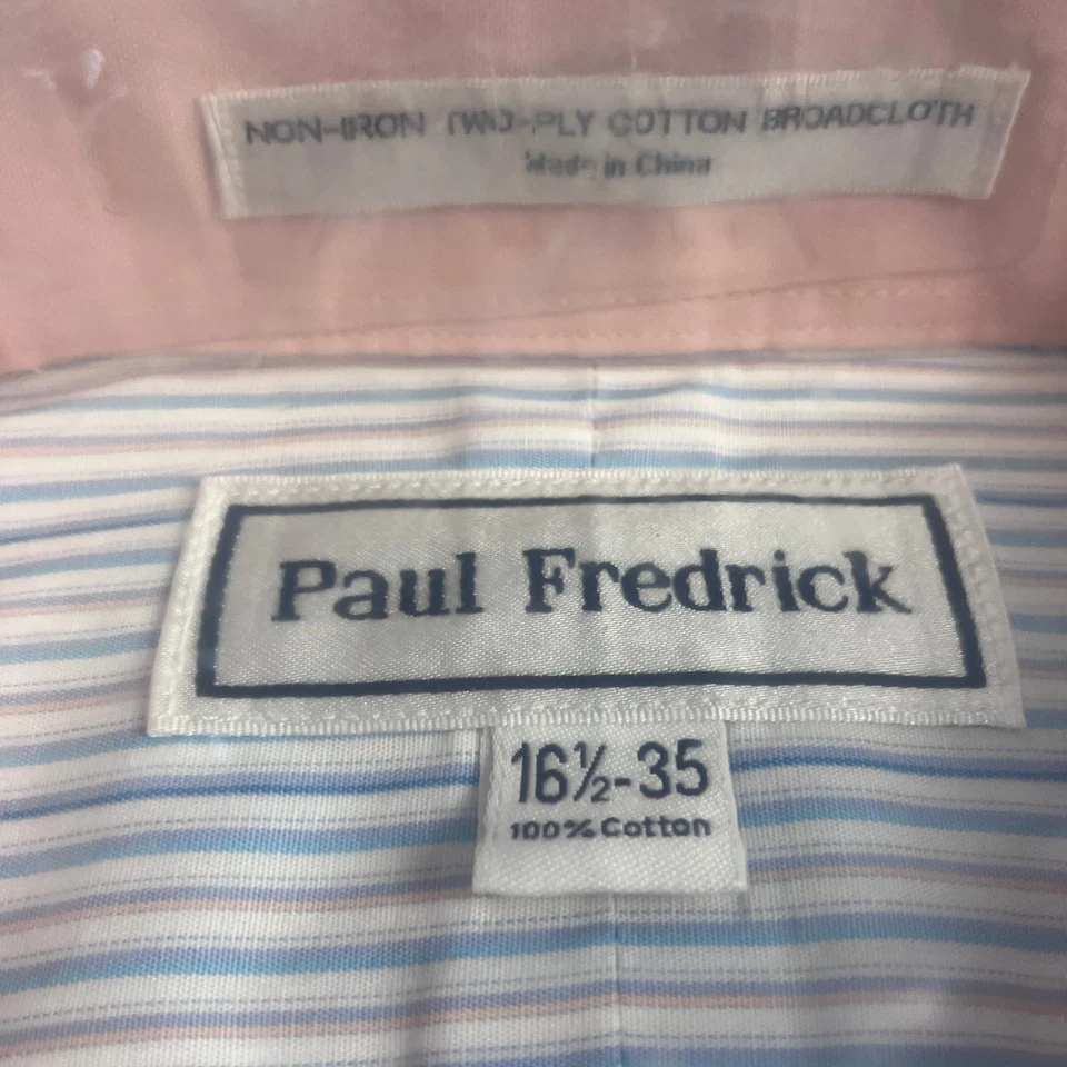 Camisa de vestir Paul Fredrick de tela ancha sin hierro para hombre talla 16,5 35 multicolor nueva con etiquetas Foto 3 de 4