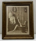 Sepia Tone Faux Wild West Photo Woman Bathing in Tin Tub 10x12"
