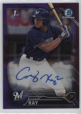 2016 Bowman Draft Chrome Pick Purple Refractor 81/250 Corey Ray #CDA-CR Auto xi6