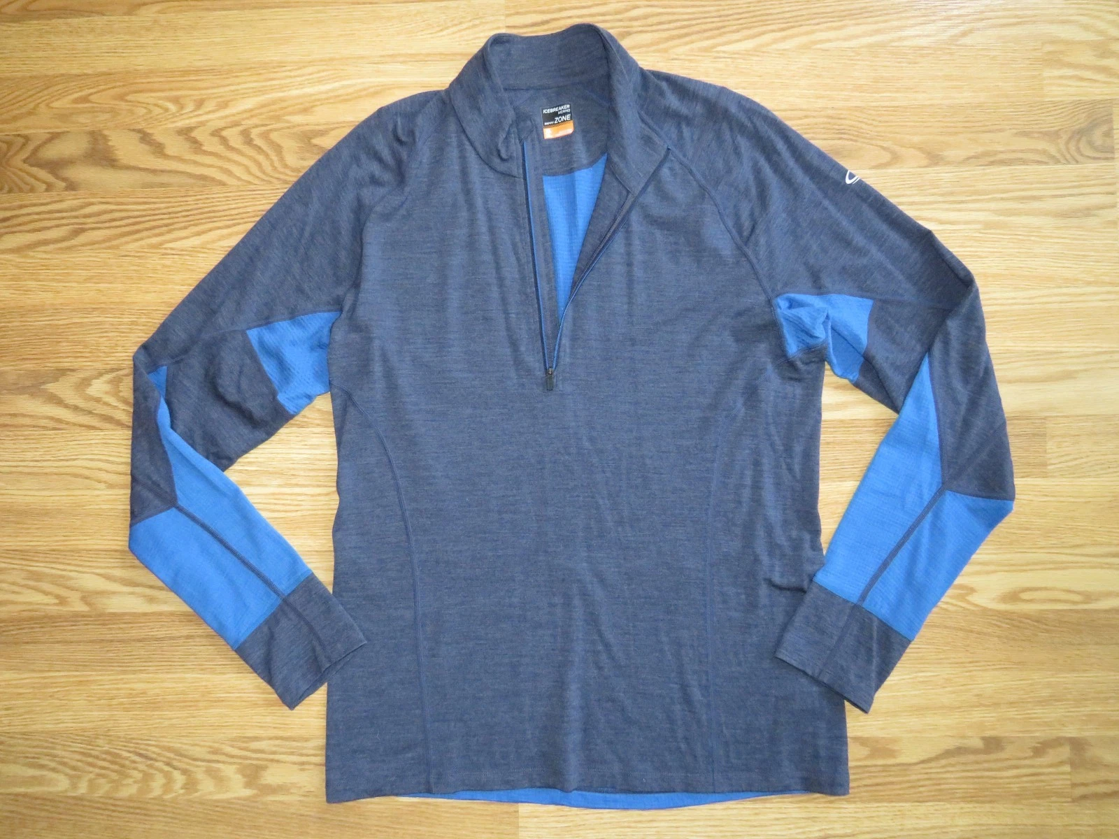 ICEBREAKER Merino Men's XL BODYFIT ZONE 1/4 Zip Long Sleeve Shirt BLUE