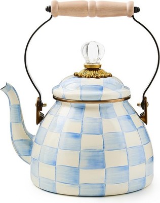 MacKenzie-Childs Sky Check Tea Kettle, 2 Quarts