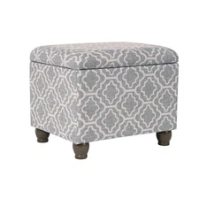 Homepop Home Decor | Upholstered MediumRectangular Storage Ottoman | Hinged Lid