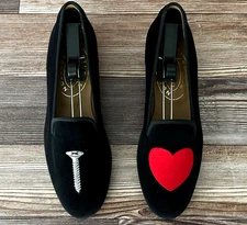 SO CUTE! Women's $575 Stubbs & Wootton "SCREW LOVE" Slippers Loafers Shoes 8