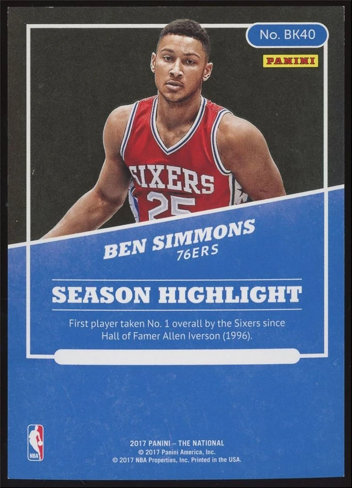 Ben Simmons Rookie #BK40 2017 Panini The National Convention Rookies RC /399 - Image 2 of 3