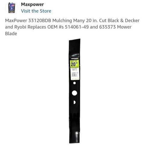 MaxPower 33120BDB Mulchen viele 20 Zoll Cut Black & Decker und Ryobi ersetzt OEM - Bild 5 von 5