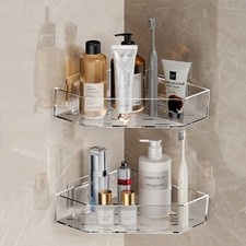 2-Pack Acrylic Corner Shower Caddy: Adhesive Organizer Shelves for Bath  Toys