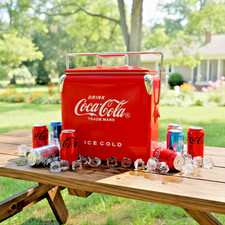 Coca-Cola 14Qt Vintage Metal Cooler Red Ice Chest Unique Gift for Men Bar Decor