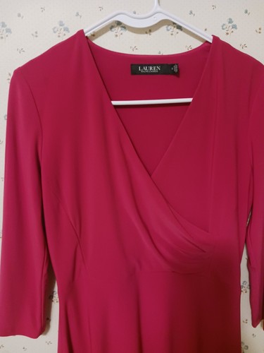 LAUREN Ralph Lauren women Black Label raspberry color pull on dress Size 2 - Picture 3 of 7