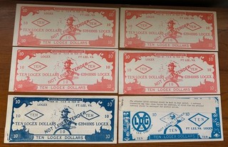 A group of 8 Logex 10 dollar noters from Fort Lee VA