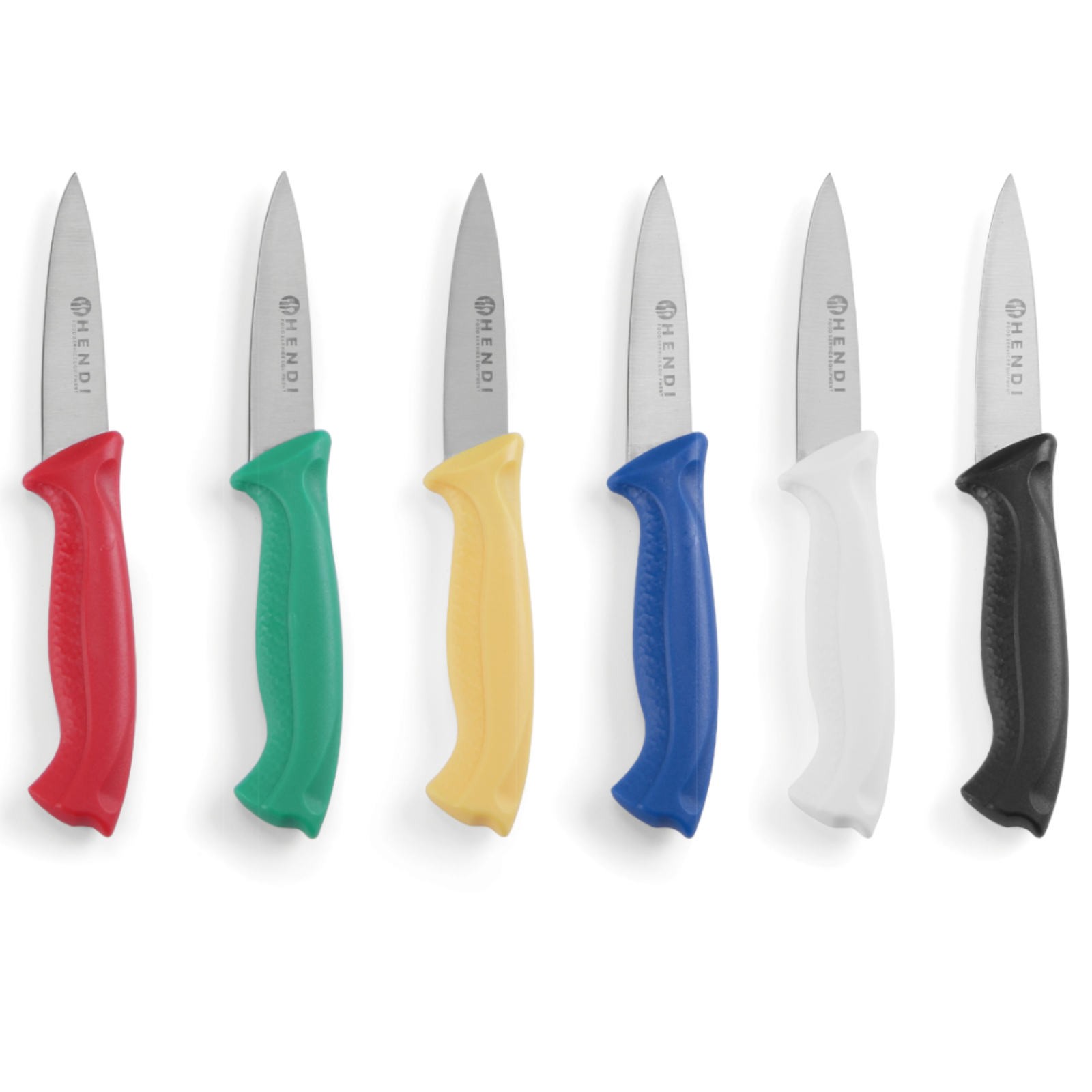 HENDI Schälmesser, set mit 6 unterschiedlichen Farben: weiß, rot, blau, grün, schwarz und gelb, HACCP, Klinge: 90mm, Länge 185mm, Edelstahl/Polypropylen - Bild 2