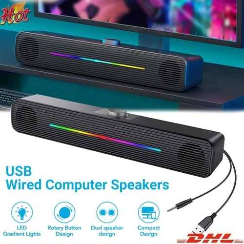 USB Lautsprecher Stereo Soundbar Subwoofer Musikbox für PC TV Laptop Computer