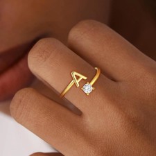 BLThing Initial Rings for Girls Women - Dainty 14K Gold Plated Dainty A Initi...