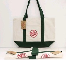 TRADER JOE'S LARGE CANVAS BAG HEAVY COTTON REUSABLE TOTE BAG LARGE GREEN GROCERY