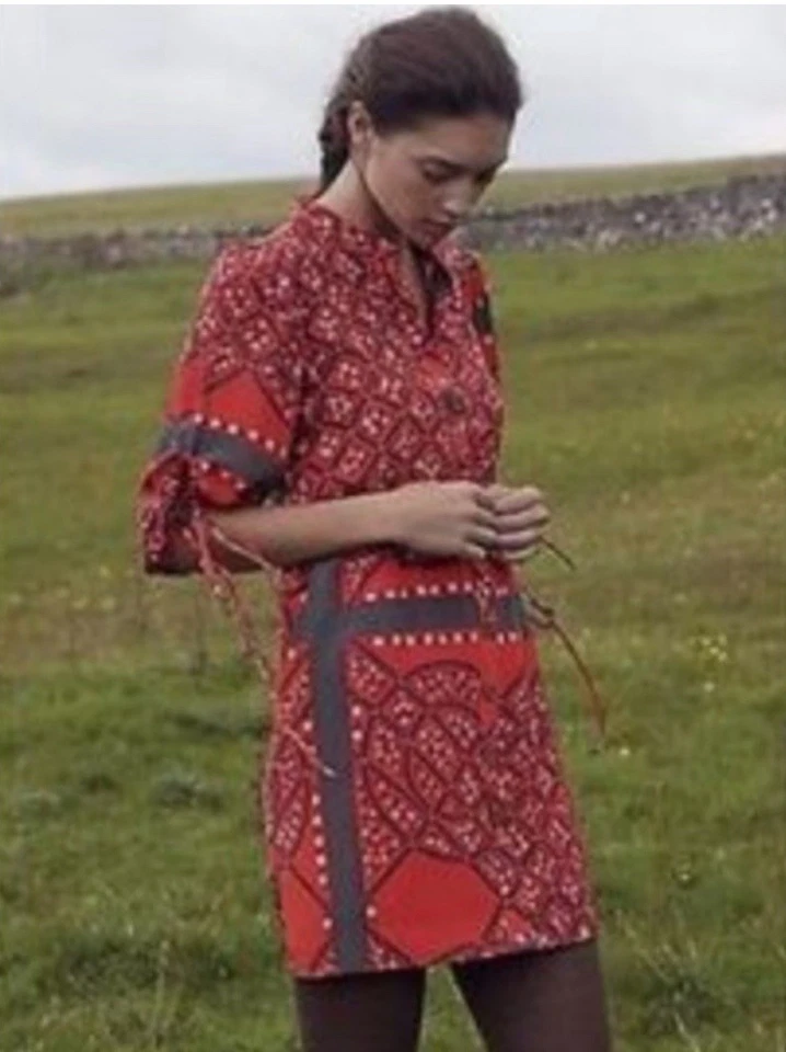 Vestido Anthropologie Moulinette Soeurs 100% Seda Maeshowe Boho Festival Talla 6 Foto 2 de 4