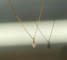 Collana in 925 argento dorato con quarzo rosa stile minimalista 