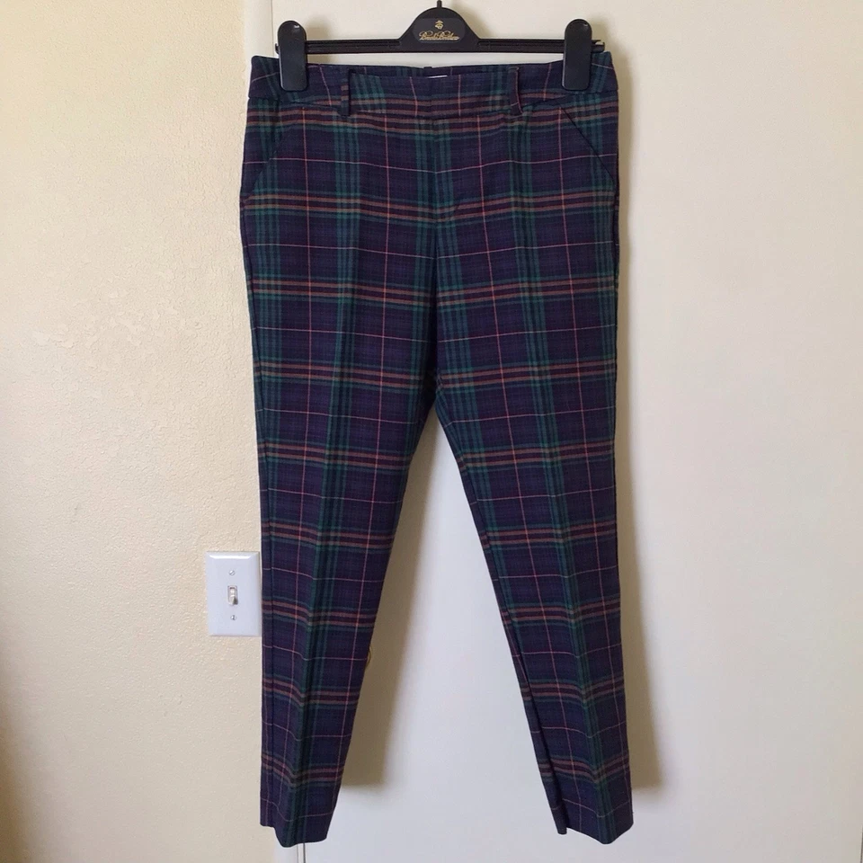 Pantalones a Cuadros Merona Para Mujer Talla 6 Calce Clásico Azul Marino Verde Naranja Nuevos Sin Etiquetas Cottagecore Foto 2 de 4