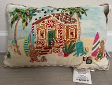 Christmas Tommy Bahama Island Gingerbread House Gingerbread men Beach Pillow New