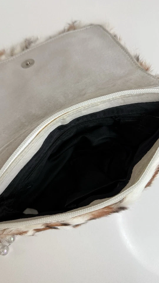 Rare Vintage Real Mink Fur Animal Print Purse With Charms - Image 4 of 4