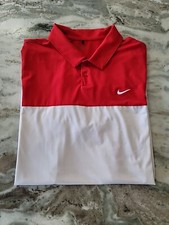 Nike Golf Dri Fit Standard Fit 2 Tone Short Sleeve Polo Shirt Men's XL Red