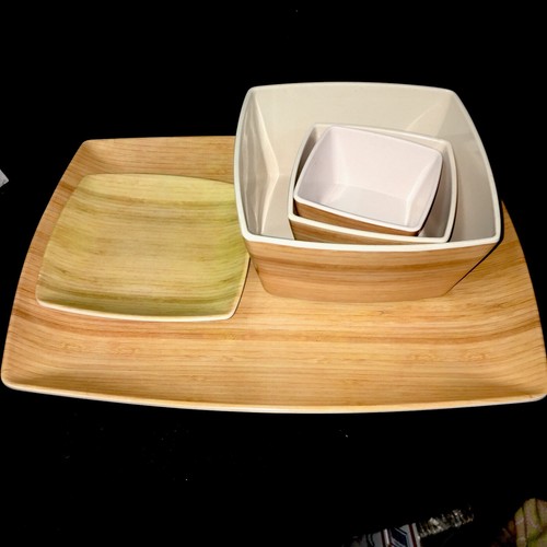 Square Sampler & PlatterBamboo Kyoto & Platewise Dish 5 Piece Set - Picture 2 of 10