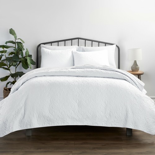 Premium Ultra Soft Quilted 3 Piece Coverlet Set Kaycie Gray Hotel Collection - Picture 29 of 111