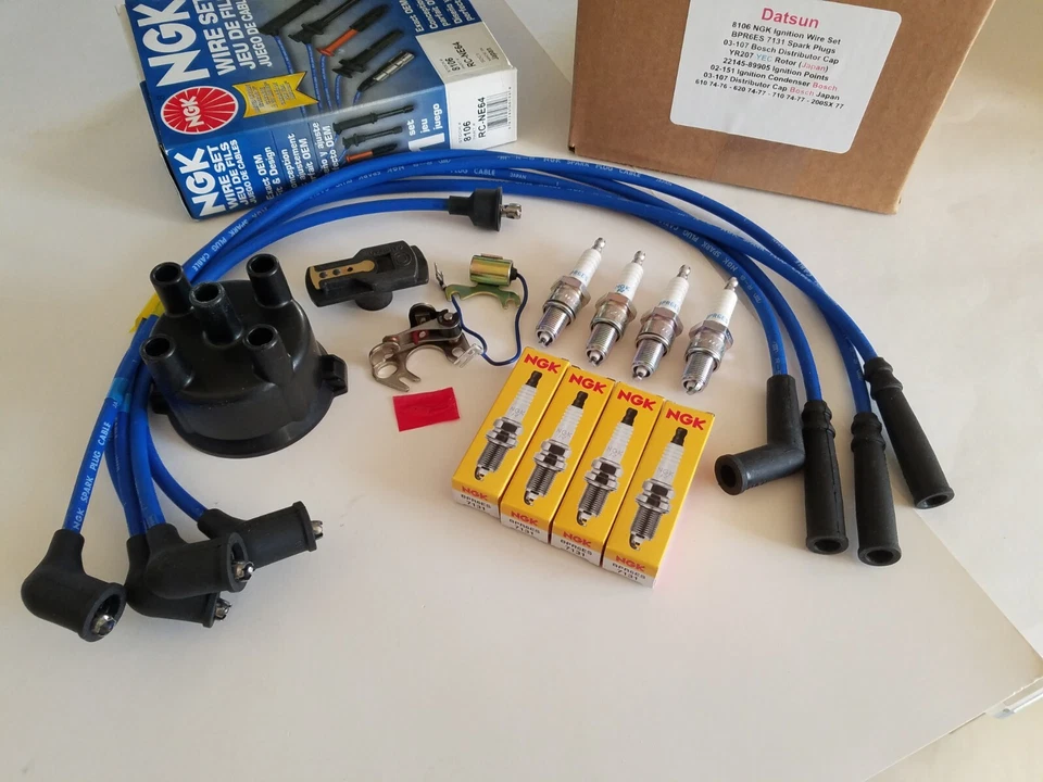 Bujías y cables NGK, tapa, puntos de rotor y condensador aptos para Datsun 610 620 710, SX Foto 3 de 4