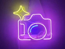 Camera Star Acrylic 14"x10" Neon Lamp Sign Light Bar Room Wall Bright Artwork EM