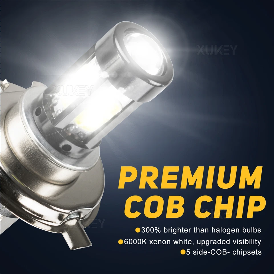 H4 HS1 LED Bulb 6000K White Motorcycle Headlight LED Hi-Lo Beam Light Lamp Bulbs - Image 3 of 4