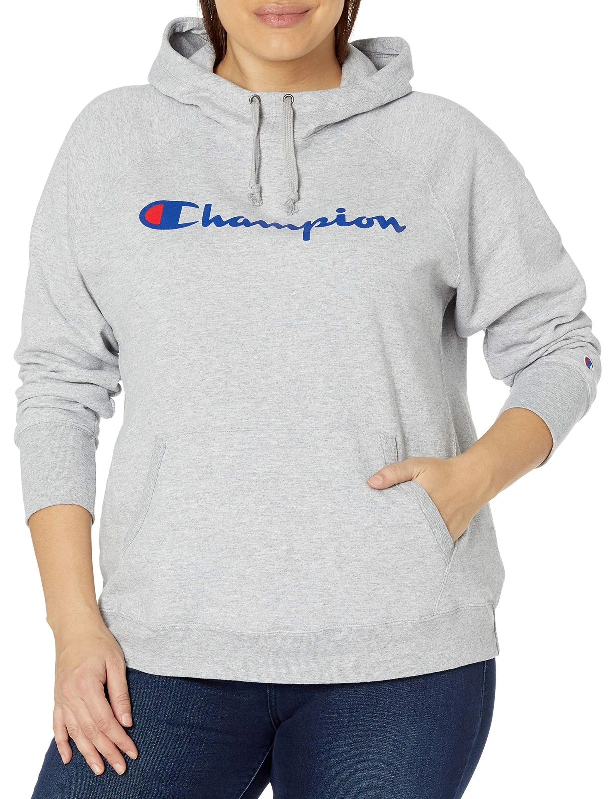 Champion Women's Hoodie Heathered Oxford Grey Ash Gray Size 1X