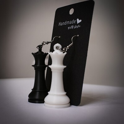 Queen Chess Piece Earrings - Stylish Jewelry for Chess Lovers
