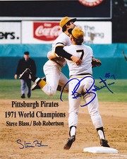 STEVE BLASS / BOB ROBERTSON  PITTSBURGH PIRATES 1971  ACTION SIGNED 8x10