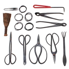 Garden Bonsai Tool 10Pcs Carbon Steel with Cutter spatula Roll Wires nylon case