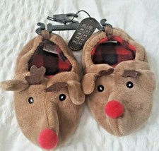 Unisex size 6 18m Kids Toddler reindeer fluffy slip on animal house slippers