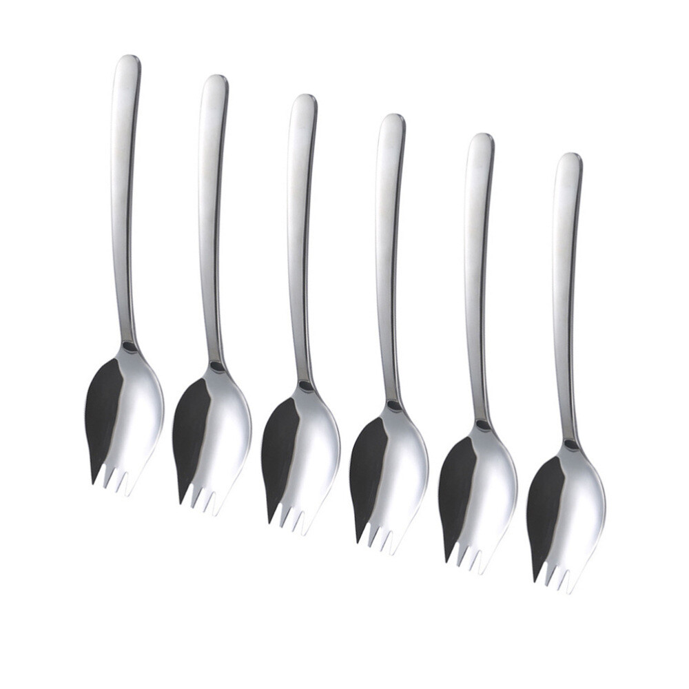 6 Pcs Salad Spork Bulk Metal Spoons Stainless Steel Cutlery Flatware eBay