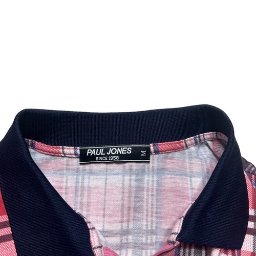 PJ Paul Jones 1/4 Cremallera Polo Para Hombres Mediano Rojo Pullover a Cuadros Elastizado Preppy - Imagen 7 de 8