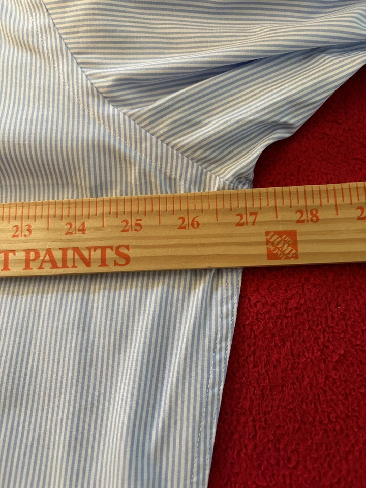 TM Lewin 18/36 Calce Ajustado Rayas Cielo Cuello Blanco Puño Francés Imprescindible Planchar Usado en Excelente Condición Foto 4 de 4