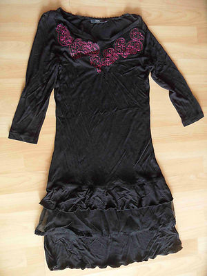 Robe Noire DIDI En Jersey Avec Dentelle Et Tulle - Taille S - Occasion Très Bon état