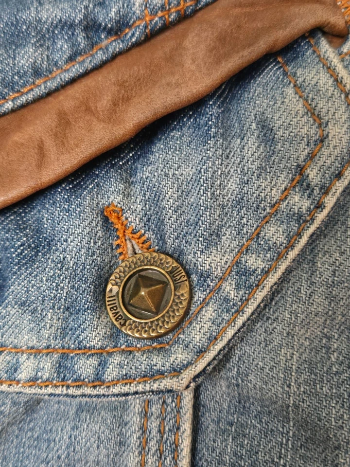 100% Authentic Vintage Unique Just Cavalli Denim Jacket with Suede details,  S - Image 3 of 4
