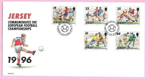 JERSEY Post 1996  FDC - EUROPEAN FOOTBALL CHAMPIONSHIPS  -  Special Handstamp