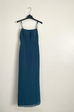 Azazie Blue Slip Maxi Dress Spaghetti Strap Sleeveless Size A4