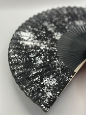 Silver Sprinkled Gold Folding Fan Tassels Chinese Style Portable Gift UK