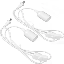 E26/E27 Light Socket On/Off Switch Cable 1.8M LHanging Lantern Extension Cord