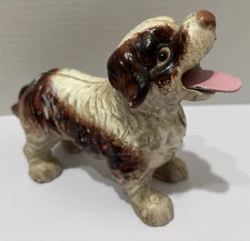 Vintage Toscano Cavalier King Charles Spaniel Dog Bank Cast Iron Mechanical USA