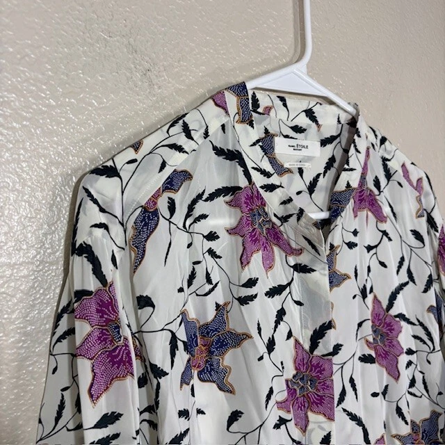 Etoile Isabel Marant Catchell 衬衫 40 白色紫色衬衫长袖上衣 — 第 2/4 张图片