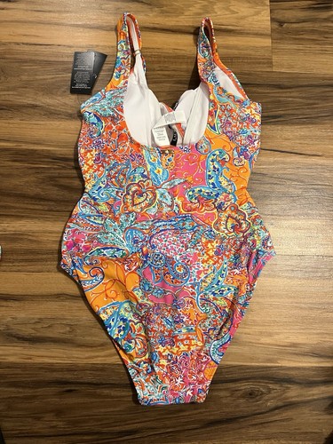 Lauren Ralph Lauren Surplice Printed One-Piece Swimsuit - Amara Patchwork, 16 - Picture 5 of 6