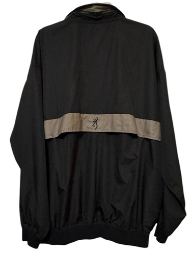 Browning Pullover Windbreaker XL Black/Khaki 1/4 Zip Front Pouch Pocket - Picture 2 of 9