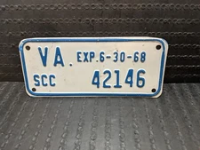 1968 VIRGINIA LICENSE PLATE .. (42146) ...... COMMERCE COMMISSION