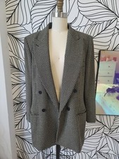 Vintage Anne Klein II black and tan zig zag design Blazer Marked Size 12 Petite
