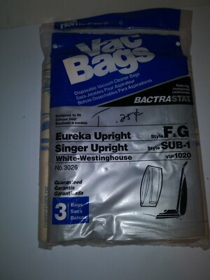(3) NEW EUREKA UPRIGHT F & G VACUUM BAGS - 6 BAGS TOTAL - VIP 1020 - HomeCare